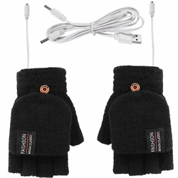 Cotton Cashmere Winter Skiing Knit Ladies Heated Women Hand Warmer Touch Screen Glove Knitted Fingerless Gloves Flip