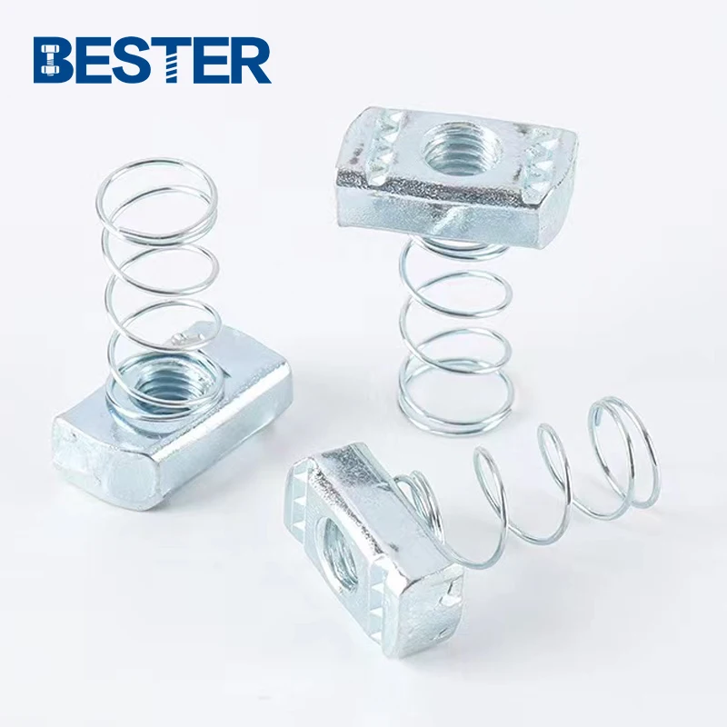 Factory Price M6 M8 M10 T Channel Spring Nut Zinc Plated Long Spring Strut Channel Nut