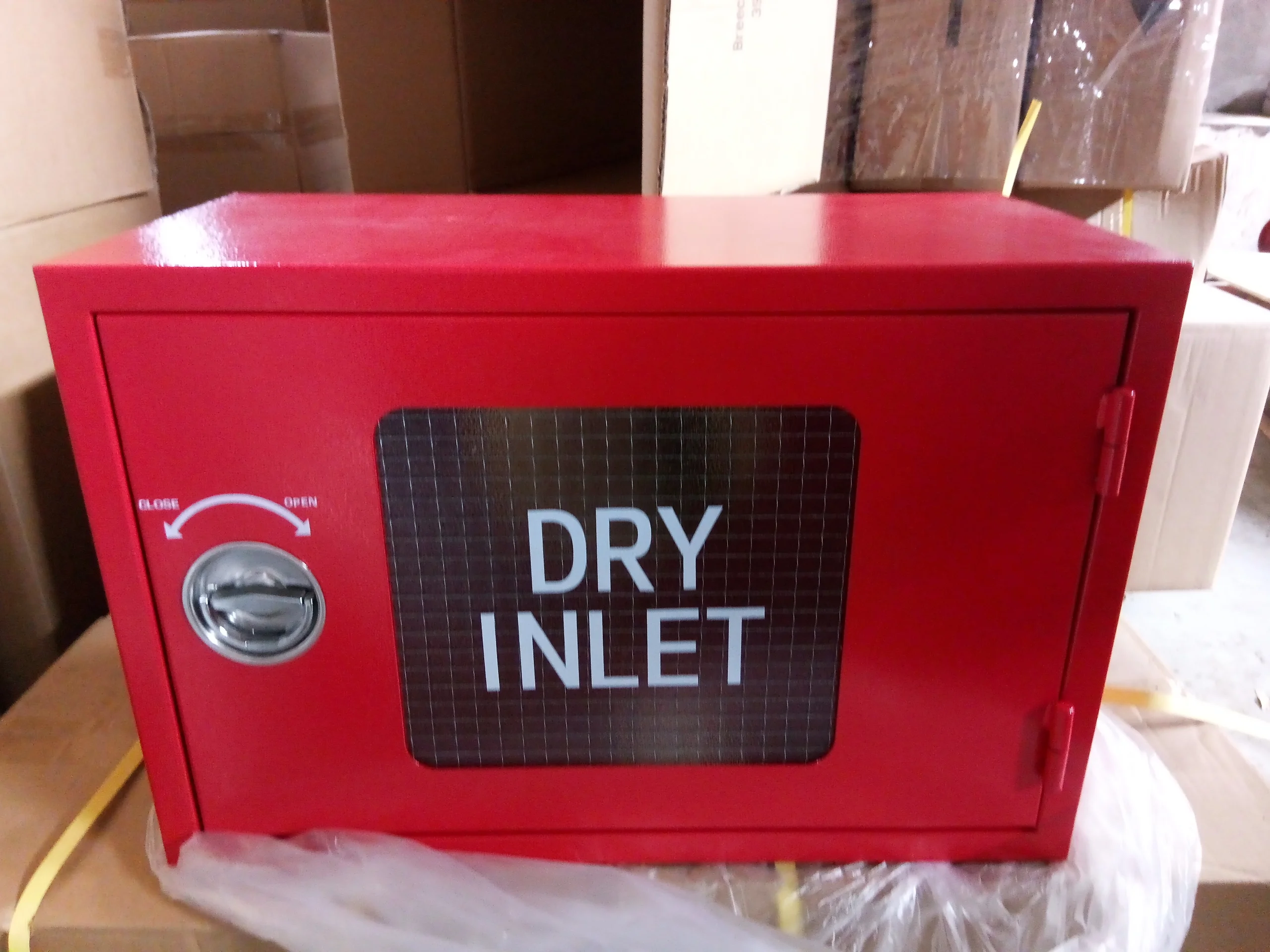 Fire land valve cabinet, fire hydrant outdoor breech inlet cabinet with glass window, wet riser inlet