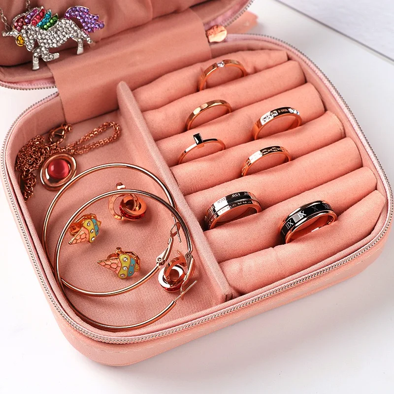 
Women Girls Rectangle PU Earrings Jewelry Organizer Storage Case Portable Jewellery Gift Boxes Travel Earring Jewelry Boxes 