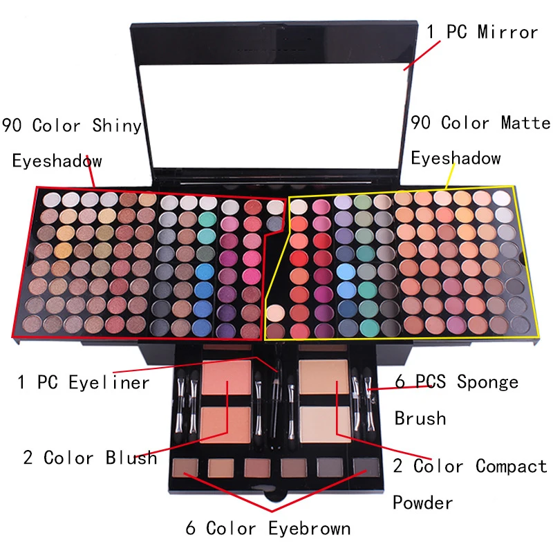 MISS ROSE 180 Colors Eyeshadow Palette Cosmetic Fashion Women Makeup Case Full Make up Eye Shadow Palette Maquillage