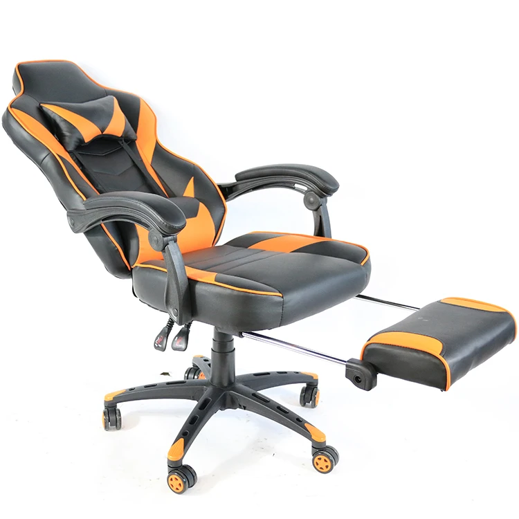Wholesale Fashional Orange Leather Esport Pillow E-sport Executive Racing Pc Custom Vr Ps4 Gaming Computer Chair