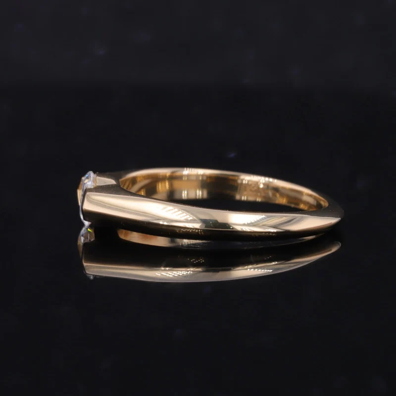 Starsgem Women 18K Yellow Gold Ring Half Bezel Setting Marquise Cut Lab Grown Diamond Engagement Rings