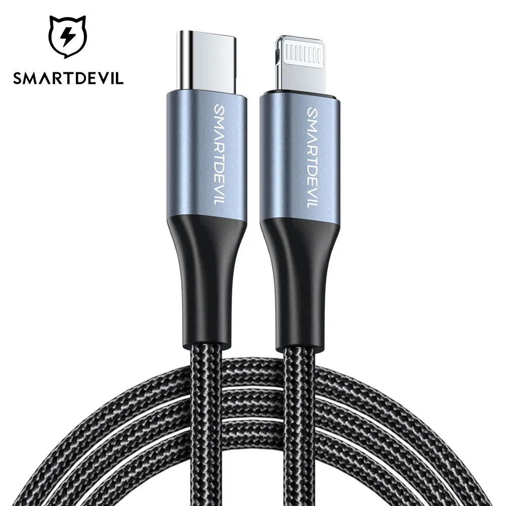 MFi 20 Вт PD Быстрая зарядка SMARTDEVIL Type-c к разъему Lightning USB кабель для iPhone 12/11/XR официальный сертифицированный передачи