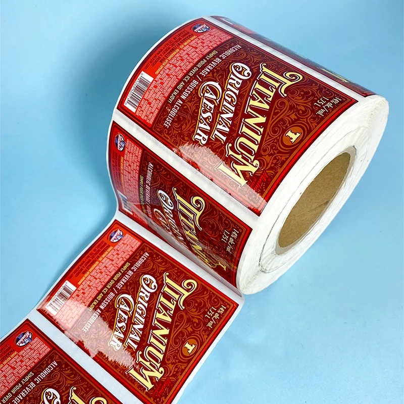 GH-Printing  Custom Adhesive Red Wine Label  Roll Printing Liquor Beer Bottle label Gold Foil Hot Stamping