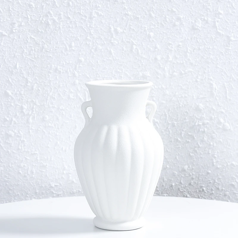 Minimalist House Decoration Vase Interior Accessories Tabletop Decorative Flower Vase White Ceramic Vase For Home Decor