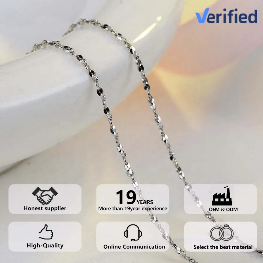 Fashion original Silver Chains For Women Men White Gold 925 Sterling Silver Rope Chain Logo Necklace