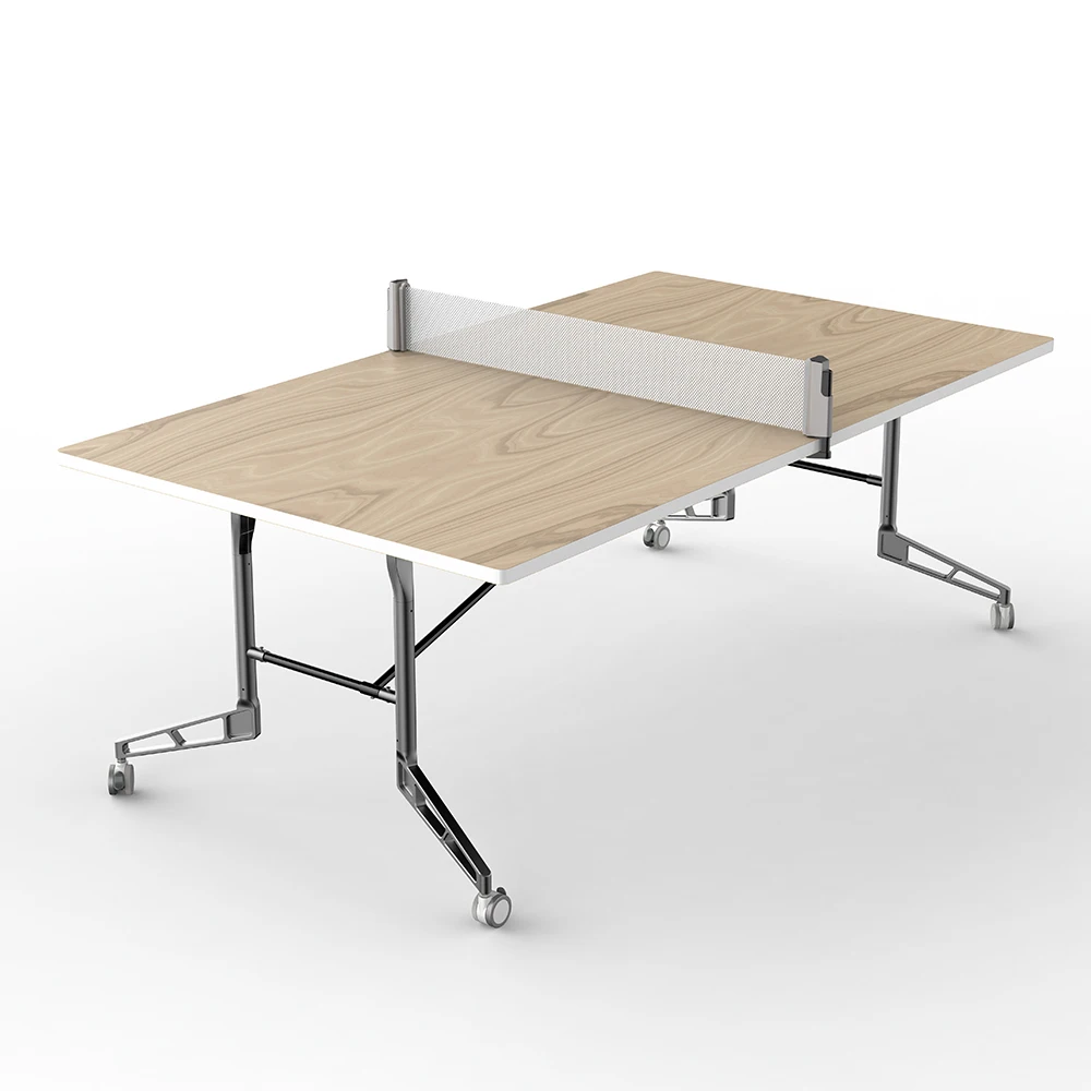 2024 New 5A005A Folding Portable Table Tennis Table Out Door Pingpong Table 7ft Wooden Color