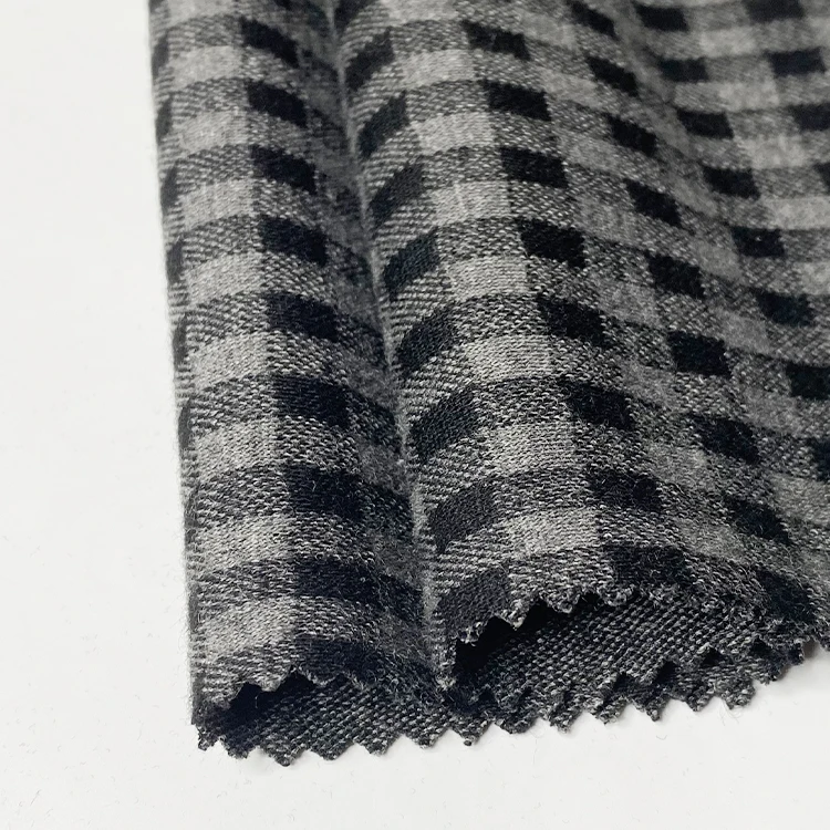 Veste en polyester rayonne et spandex, materiel tricote avec motif vichy, 341 gsm pour manteau habille et pantalons