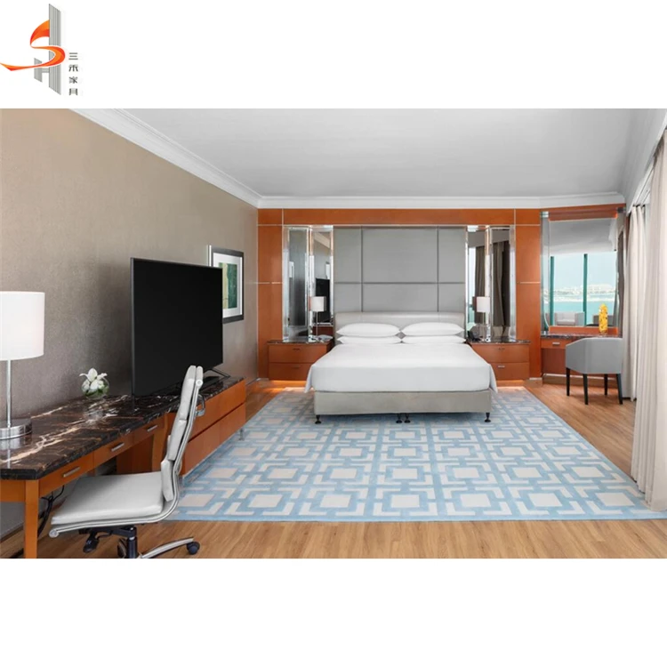 Deluxe Hotel Concise Furniture Custom Wooden Desk Bedroom Sets