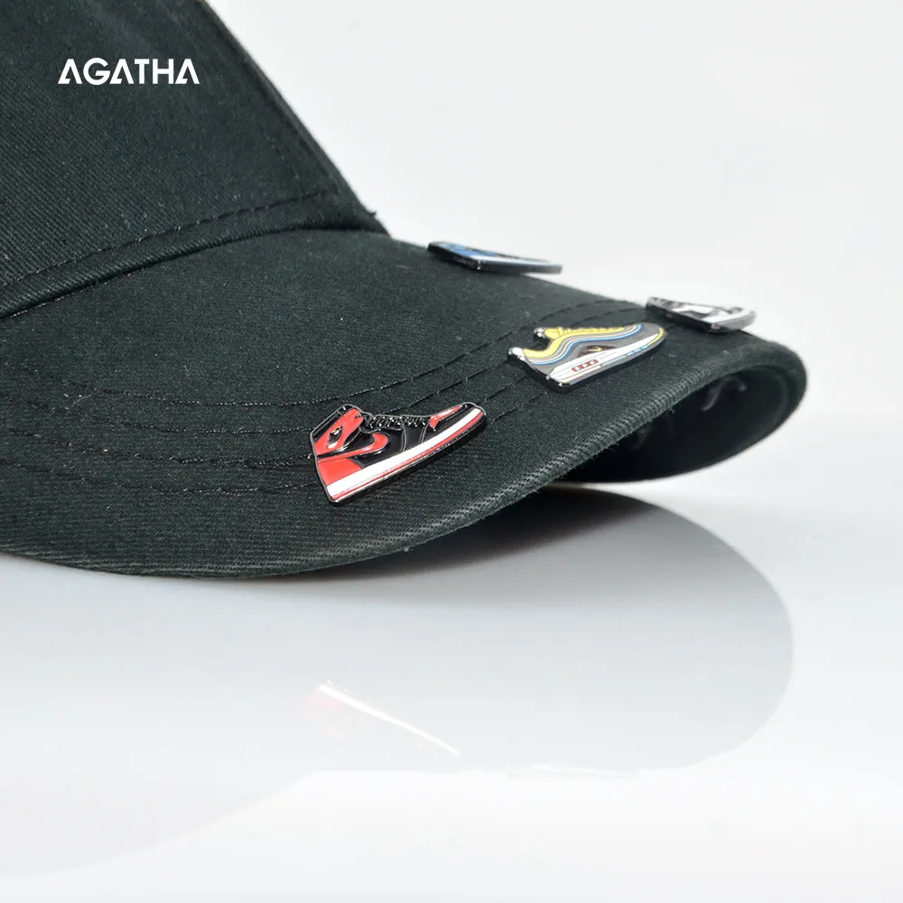 metal enamel cool baseball charms wholesale fitted pins with chain logo custom hat pin