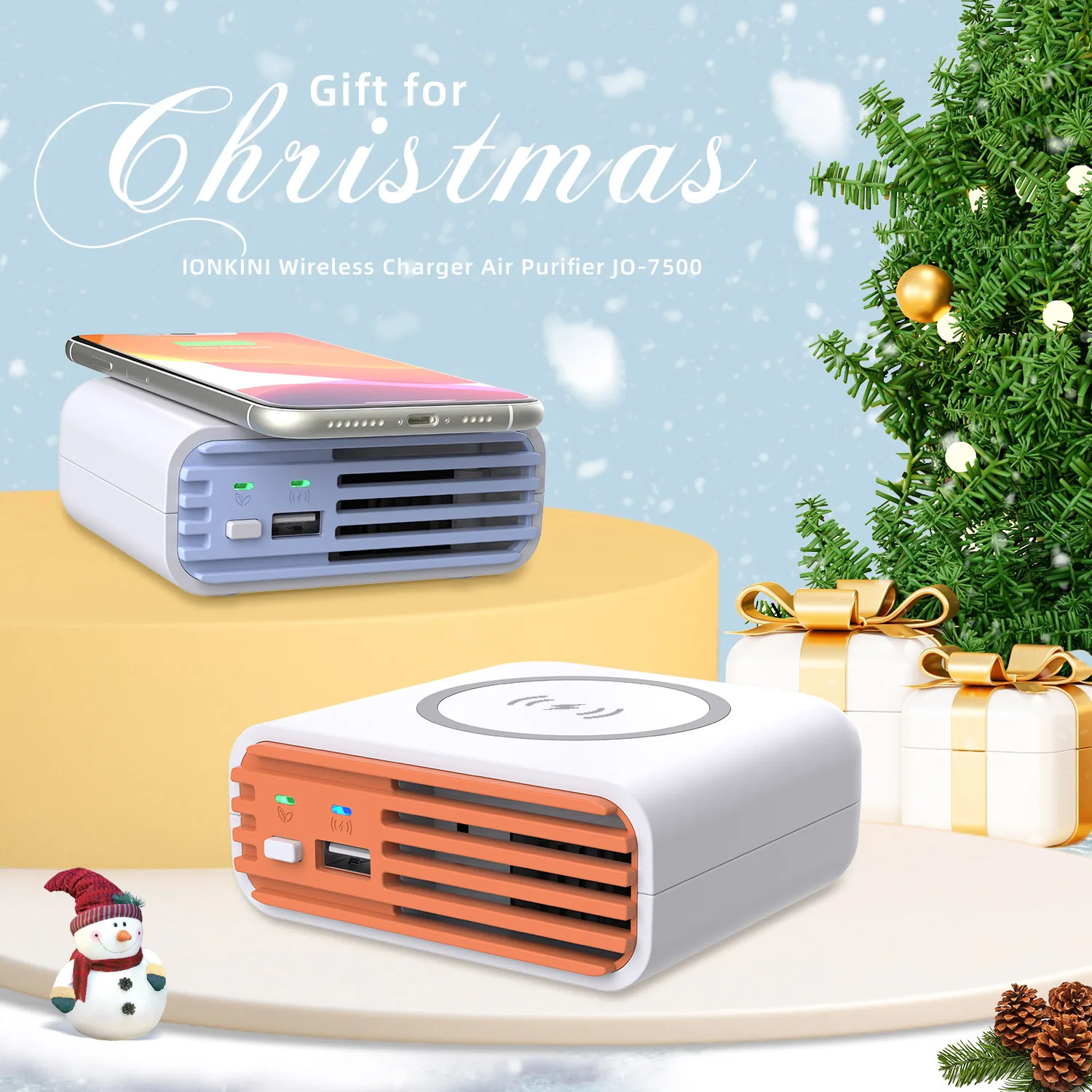 New Creative Christmas Gifts 2022 3 In 1 USB Wireless Charger Ionic Air Purifier Customised Business Gift Items