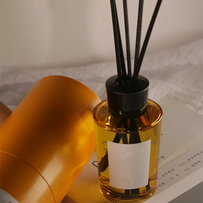 wholesale custom reed diffuser 180ml empty amber glass bottle diffuser bottle with black plastic lid and gift box