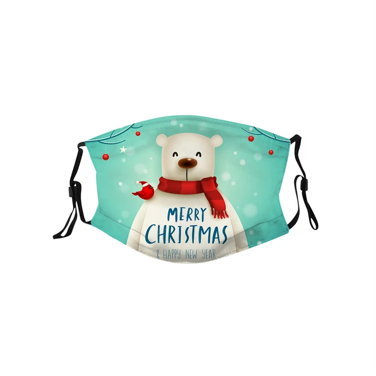 Wholesale Customization Fashion Party Mask Style New Christmas Picture Printed Hanging Ear Facemask For Adult And Kid
