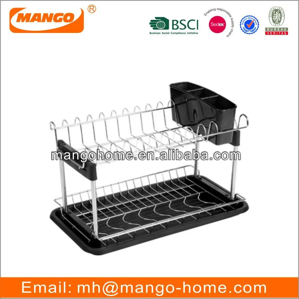 2 Tier Stainless Steel Kitchen Dish Racks Metal Wire Kitchen Wine Plate Dish  Drying Racks Table Storage Dish Rack