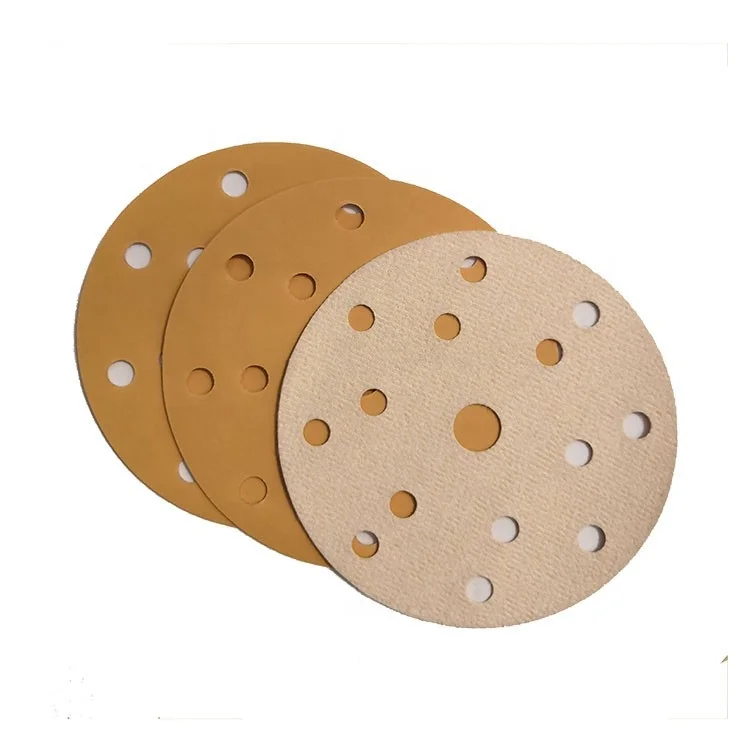 100pcs/box round sandpaper 125mm Yellow color dry sand paper abrasive sanding paper sanding disc with 8 holes for automotive