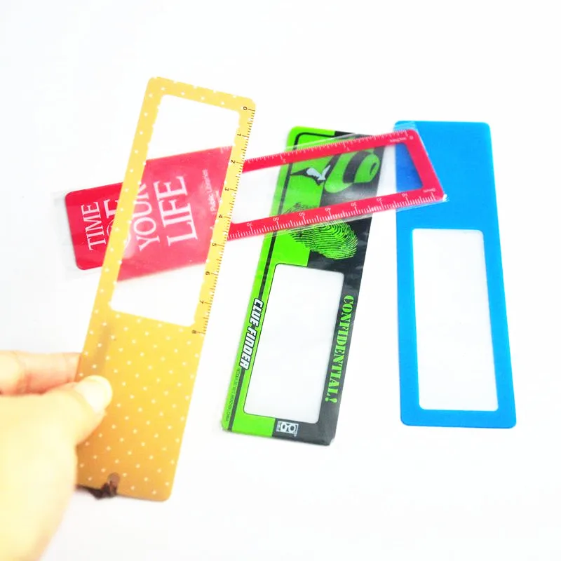 Promotional pvc flexible plastic bookmark magnifying glass ruler for reading