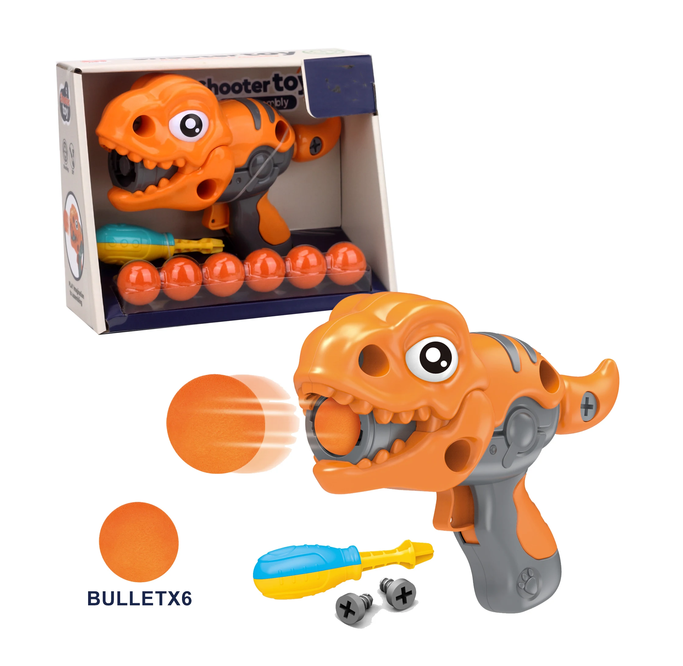 Kids Air Power EVA Foam Balls Dinosaur Gun Toy Shooting Game DIY Assemble Dinosaur Foam Ball Gun Game Toy