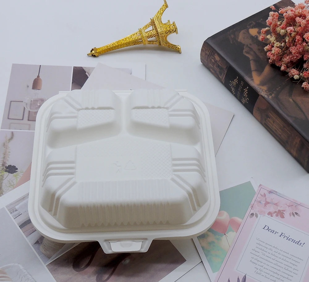 Food Grade Disposable Biodegradable cornstarch clamshell with competitive price