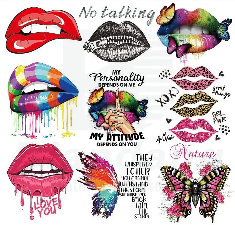 Beautiful Lips Printed DTF Heat Transfer Vinyl for T-shirt Custom Colorful Iron on Transfer Vinyl Print