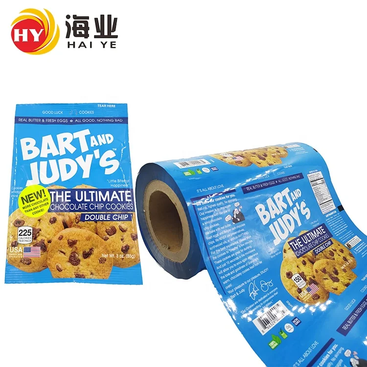 Custom Printing Food Grade Plastic Foil Packaging Film Roll Snack Cookies Biscuit Packaging Film