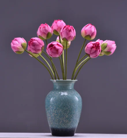 Artificial flowers lotus hand feeling lotus leaves lotus new Chinese flower arrangement living room flower