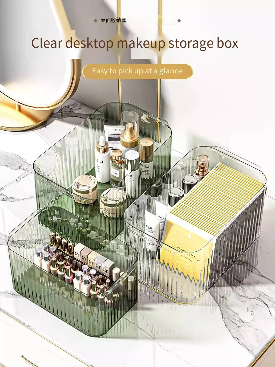 Transparent acrylic storage box desktop multifunctional sorting box plastic clear waterproof large round storage box