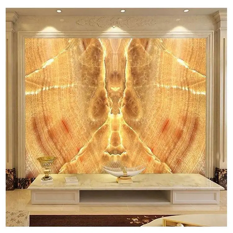 Beautiful Polished White Jade Onyx Marble Stone Slabs For TV Background