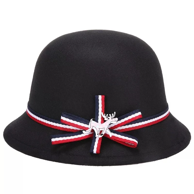 High quality felt fedora wide brim kids children animal cute bowler woollen hat