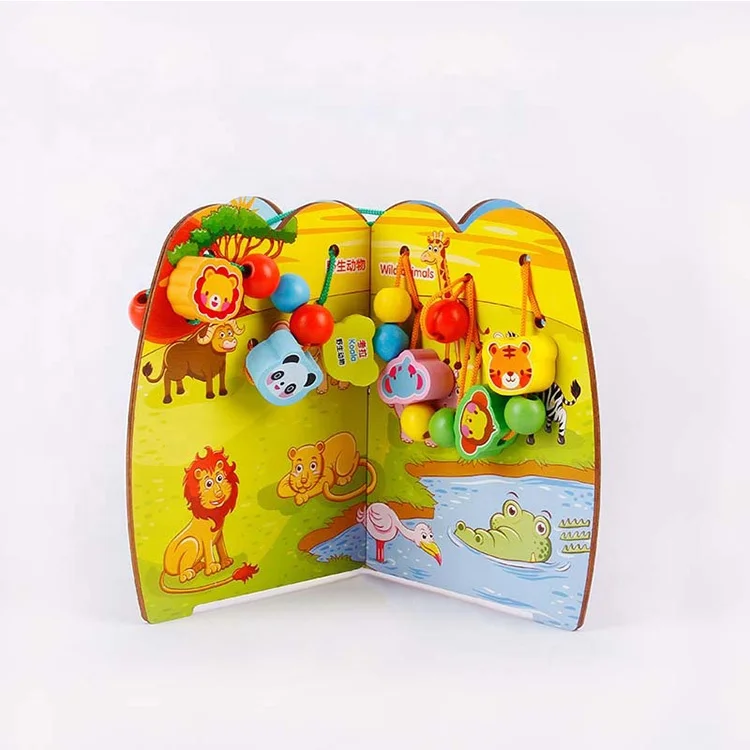 Kids Montessori Wooden Fruit Lacing Stringing Beads Autism Relief Fine Motor Skills Games Educational Toys For Children