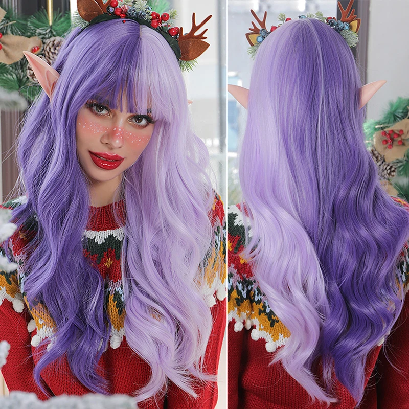 Wholesale Long Wave Party Synthetic Wigs Mixed color Ladies Ombre Synthetic Hair Wigs Cosplay For Halloween Christmas