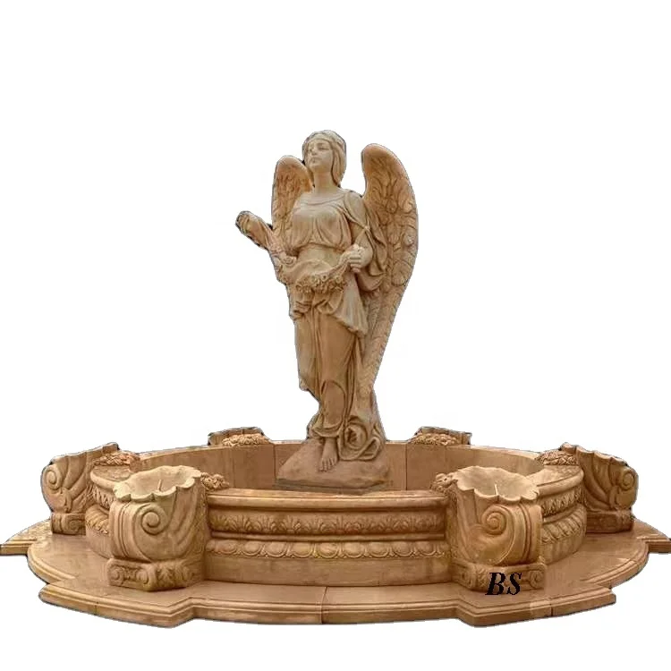 Customized outdoor garden hand carved Stone female white marble water fountain