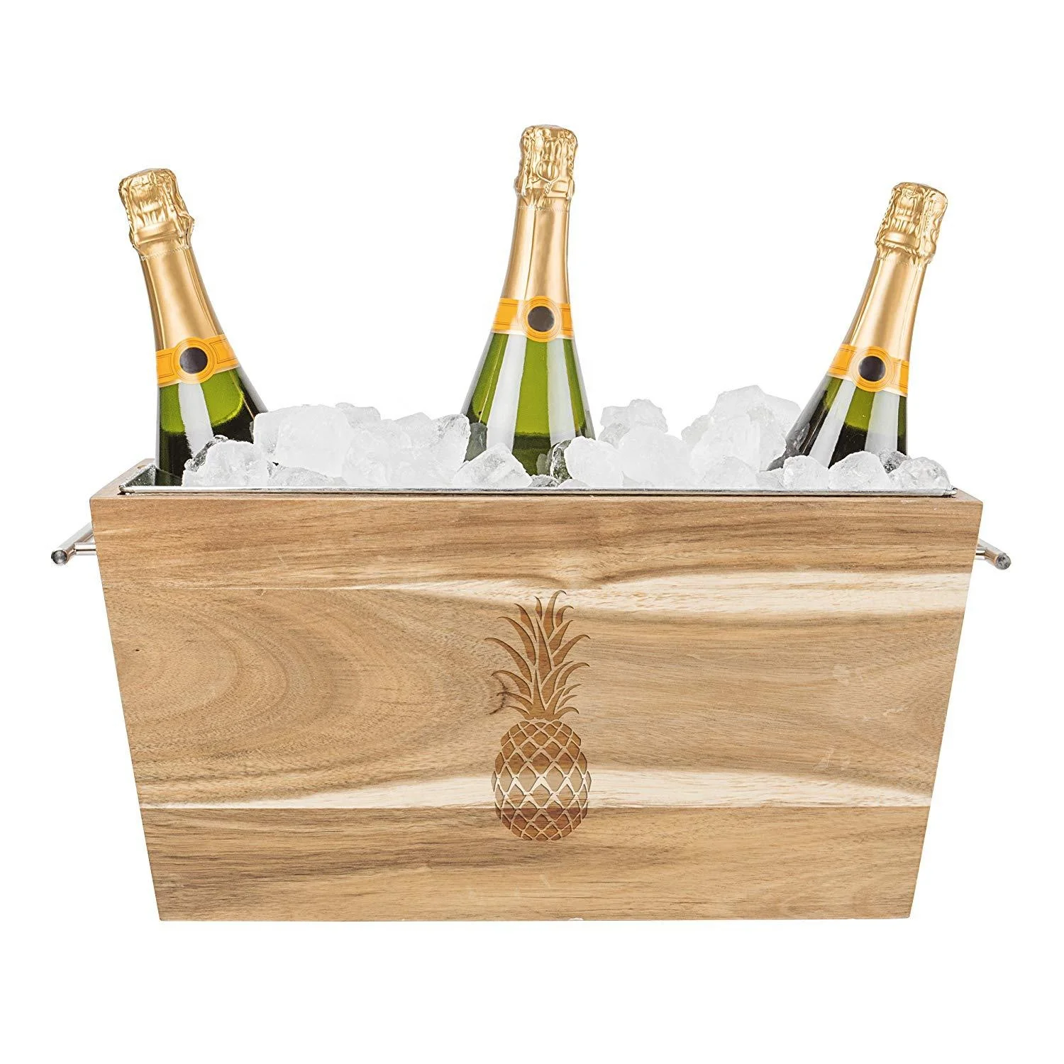 
Premium square and round shape retro wooden barrel pail ice cooler wooden ice bucket 