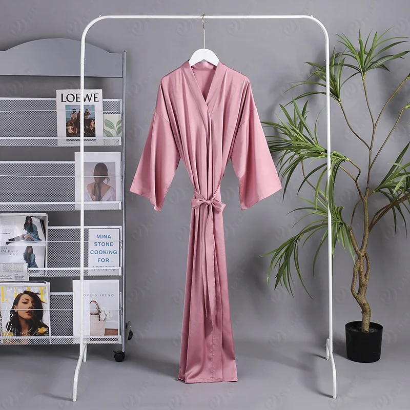 New Colors Chiffon Satin Robe Woman Silk Long Robe Full Length Women Nightgown One Size Sleepwear
