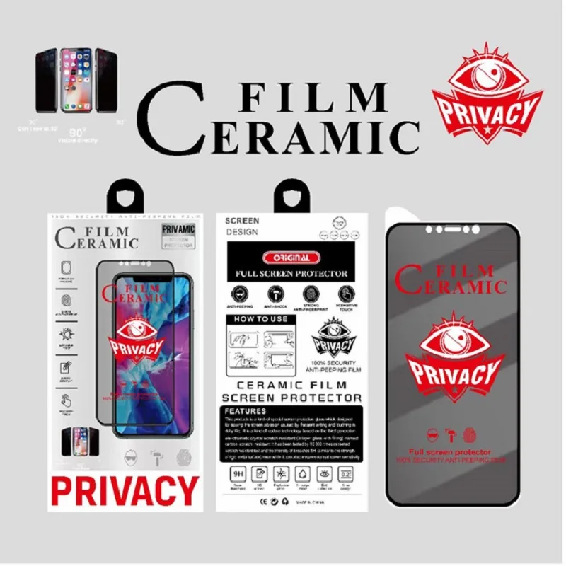 Te 9D anti-fingerprint premium mobile back phone ceramic privacy screen protector For iPhone note 20 huawei nova 7 se