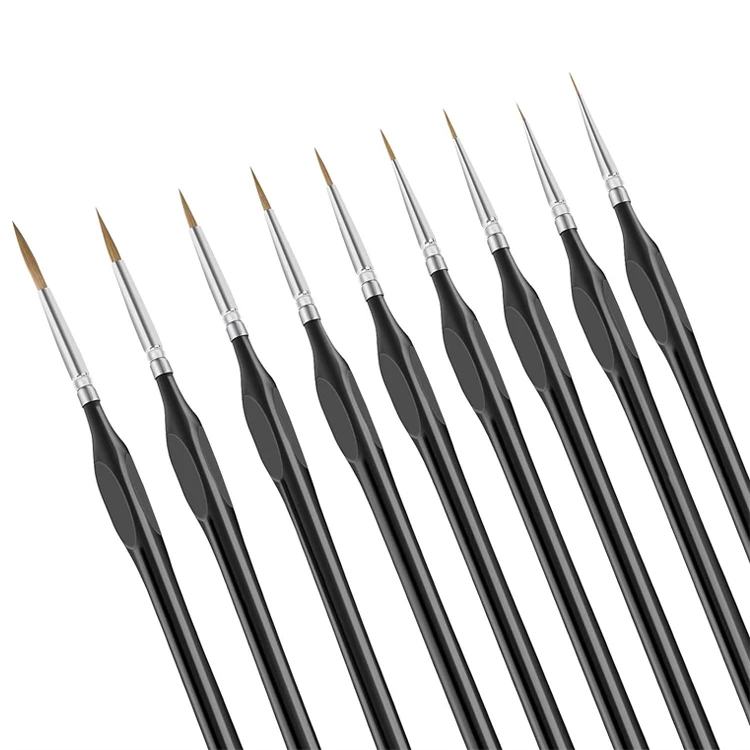 10 Pcs Miniature Triangle Handle Nylon Hair Detail Paint Brush for Watercolor Painting