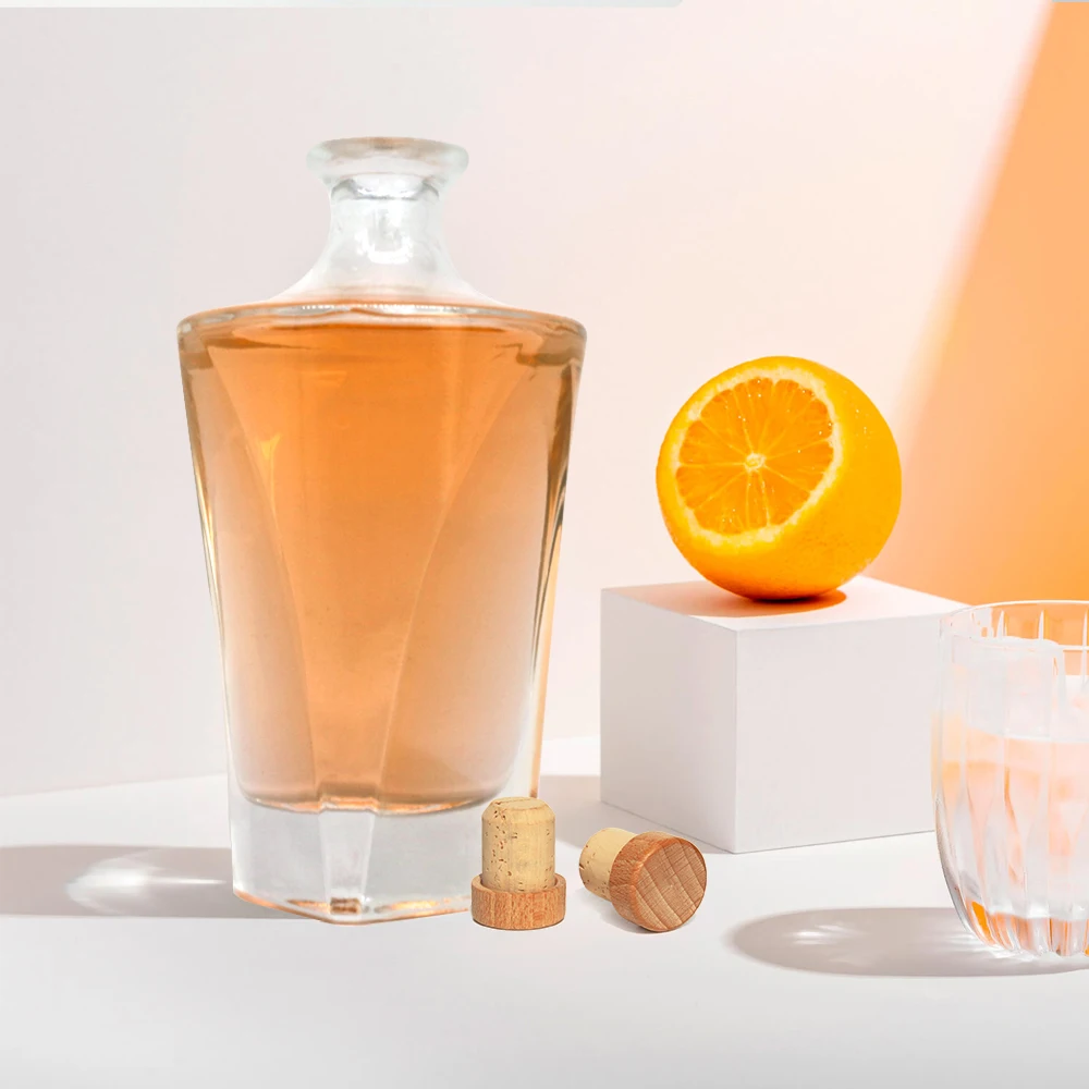 Customized 200ml Super Flint Glass Tequila Whiskey Brandy Spirits Bottle with Cork for Homebrew Distilling