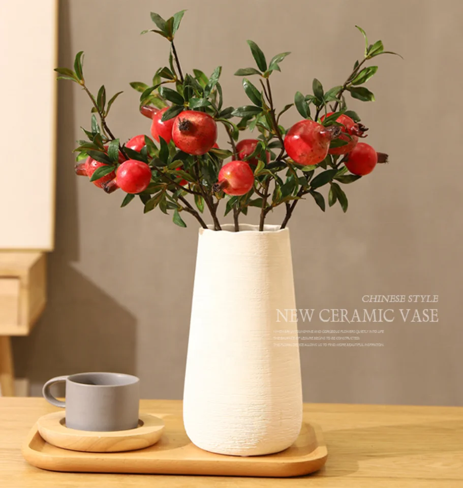 cheap modern brushed biscuit handmade ceramic vase pomegranate fruit sunflower floral Nordic home ceramic flower vase
