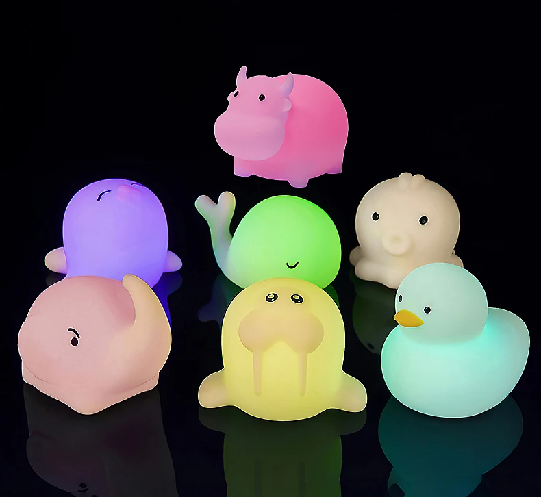 High-quality colorful baby silicone octopus animal baby  bubble baby Toys silicone Decorative Mini Night lamp Bath Toys for Kids