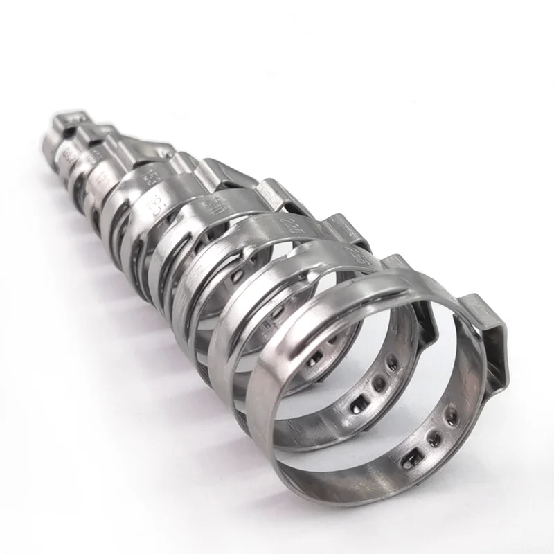 Hot Selling 7mm stainless steel pipe clamp manufacturers Zinc, Silver,  ss304 pipe hose clamps single ear hose clamp