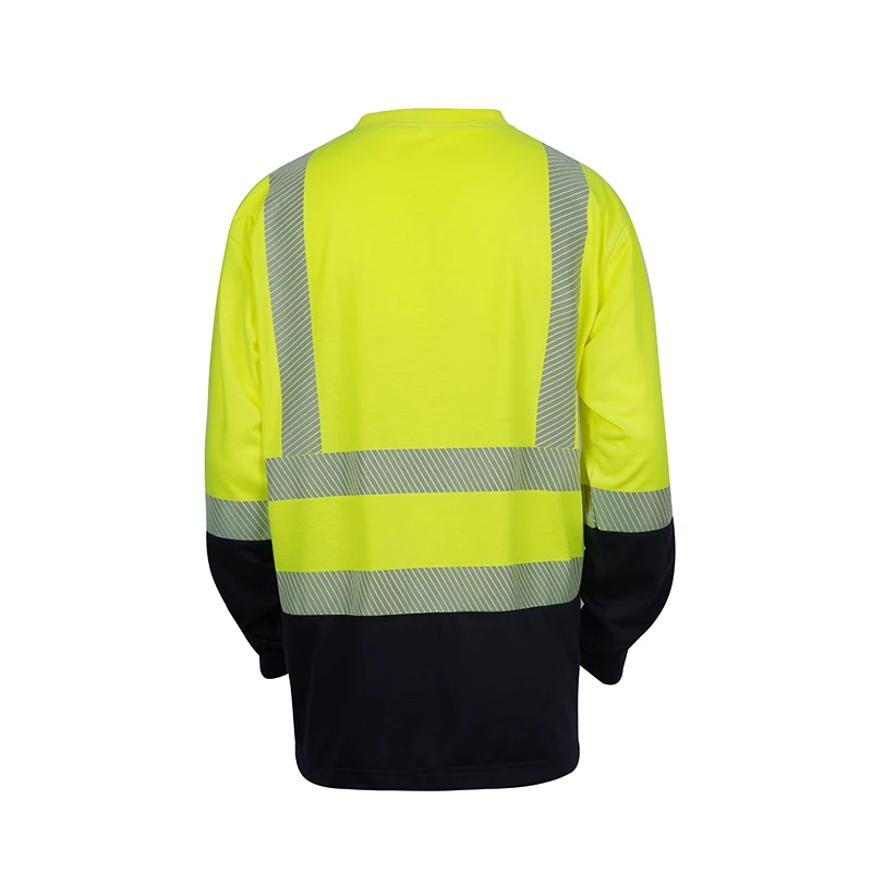 LX Wholesale Custom High Visibility Safety Polo Long Sleeve Shirt Yellow Workwear