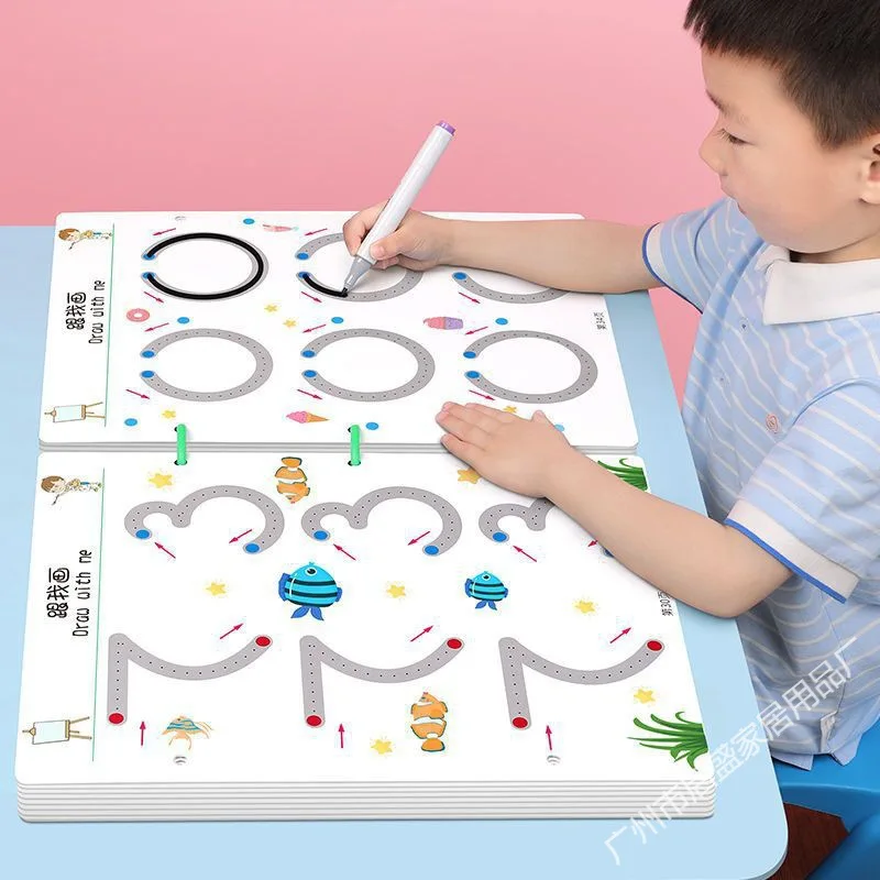 ULi Educational Toys Children Drawing Writing Learning Cards Kids Stroke Line Book Logical Thinking Cards Book