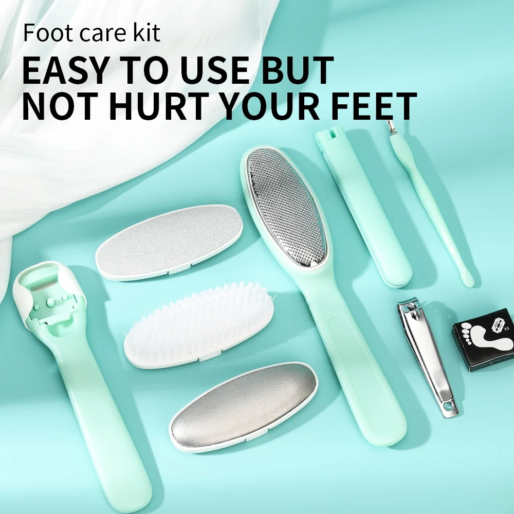 9-Piece Professional Home Manicure Pedicure Kit Callus Removal Foot Scrub and File Set for Nail Art and Beauty
