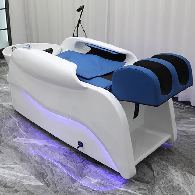 Customized latest beauty salon furniture shampoo bed hair salon wash chair with sink and chair