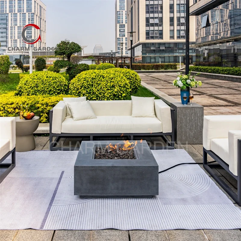 Hot Sale Black Coffee Table with Gas Fire Pit Direct Factory Price Stylish Patio Heater