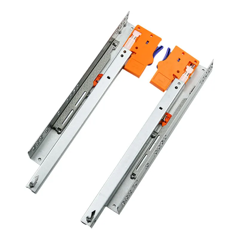 Side-Mounted Two-Section Damping Slide Cabinet Drawer Hidden Track Bathroom Cabinet Side-Mounted Guide Rail Slide