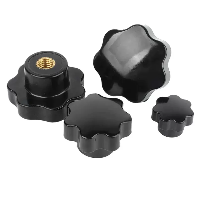 M4 M5 M6 M8 M10 M12 Plum Bakelite Hand Tighten Nuts Handle Thread Star Mechanical Black Thumb Nuts Clamping Knob Manual Cap Nuts