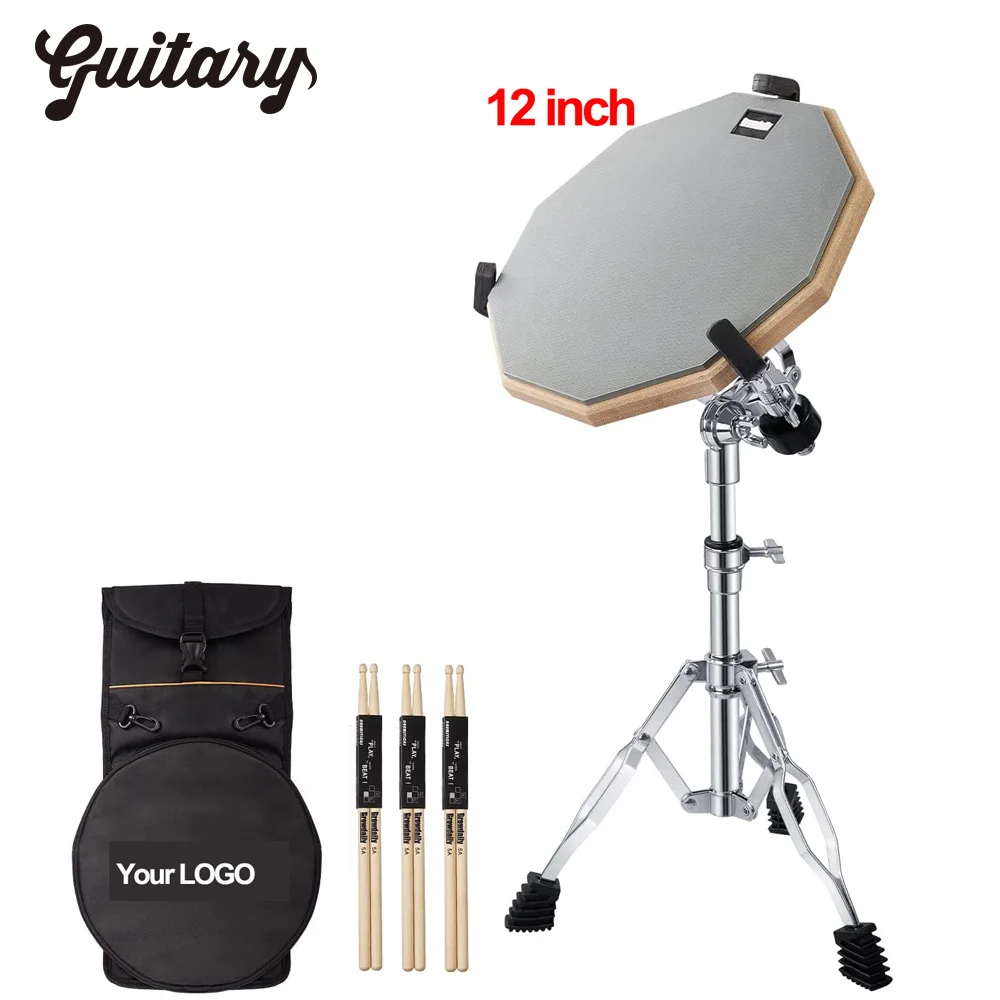 12 Inch Double Sided Practice Drum Pad with 5A Drum Sticks and Storage Bag