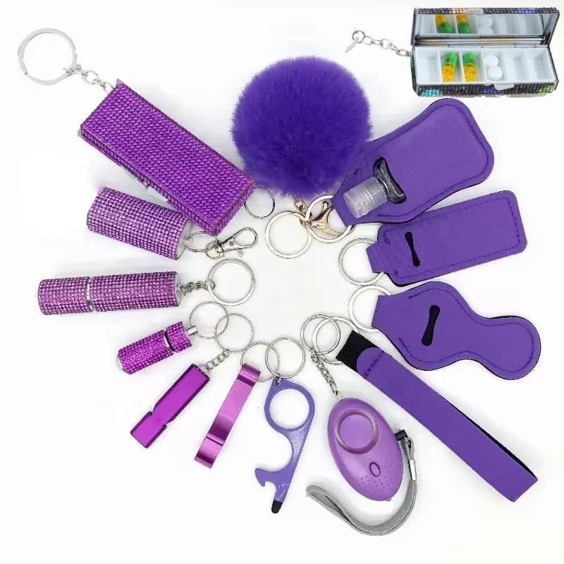 Wholesale Self Defense Keychain Set Tool Accessories Plastic Bottle Shell Product Supplies Self Defense Keychain Safety Keychain