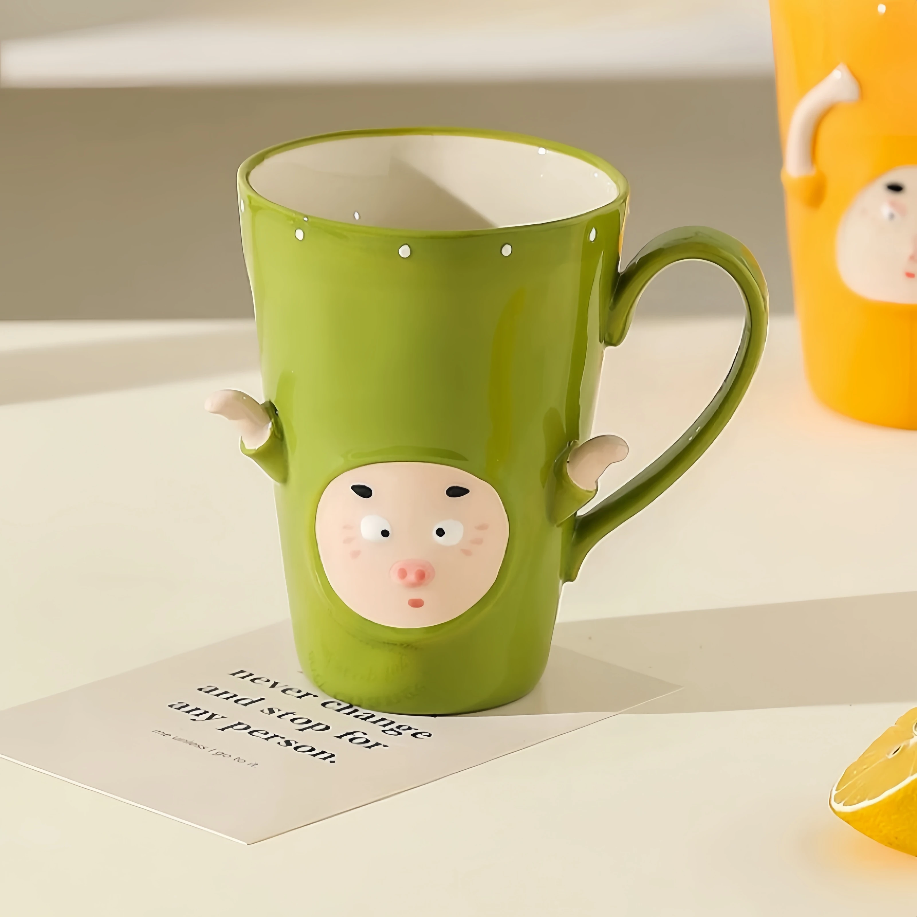 High quality 3d funny face design colorful glazed porcelain cup mug handmade ceramic mug modern coffee mugs for home